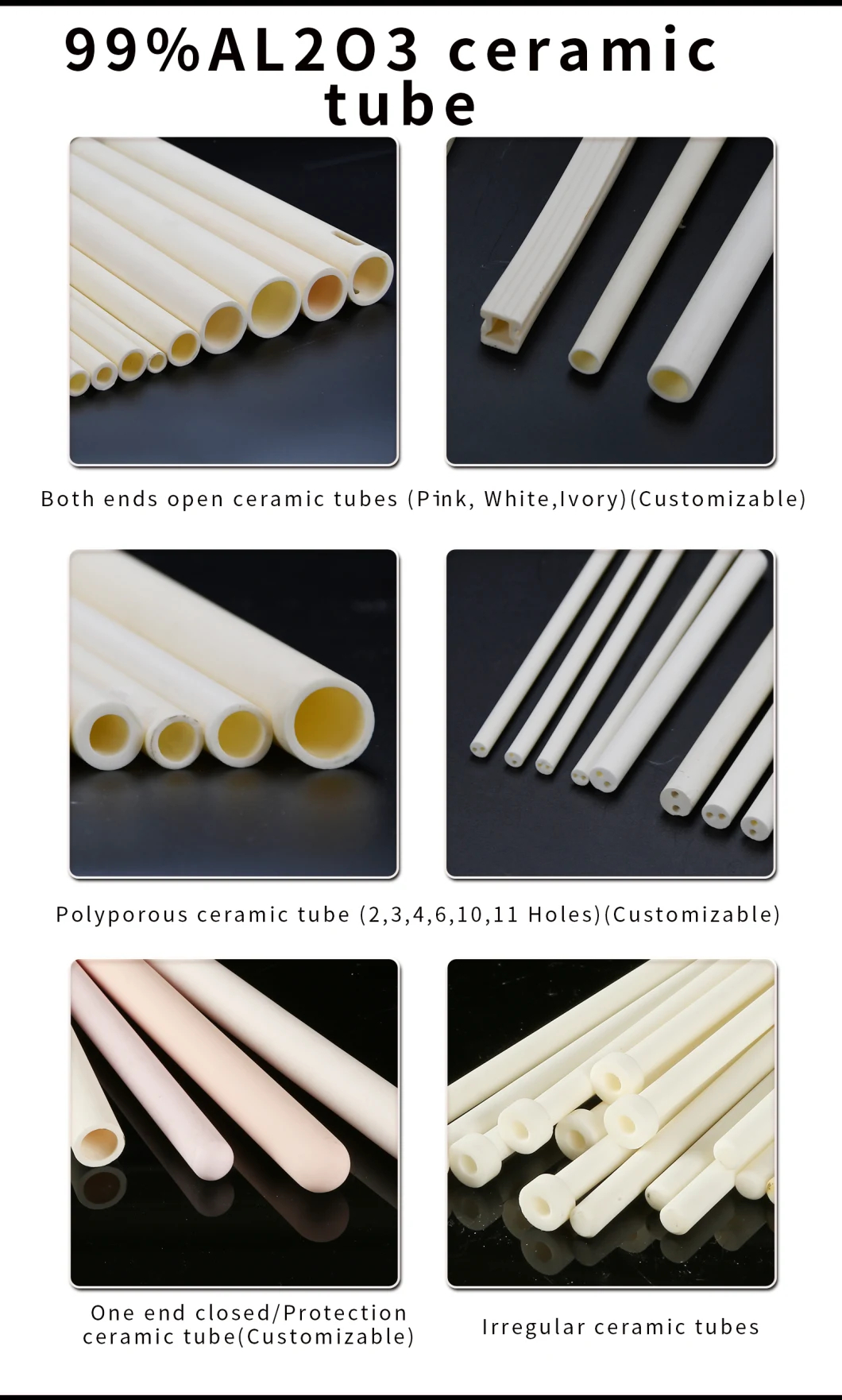 Customized Insulated 99% 99.7% Alumina Ceramic Disk Plate Sheet Rectangular Tube